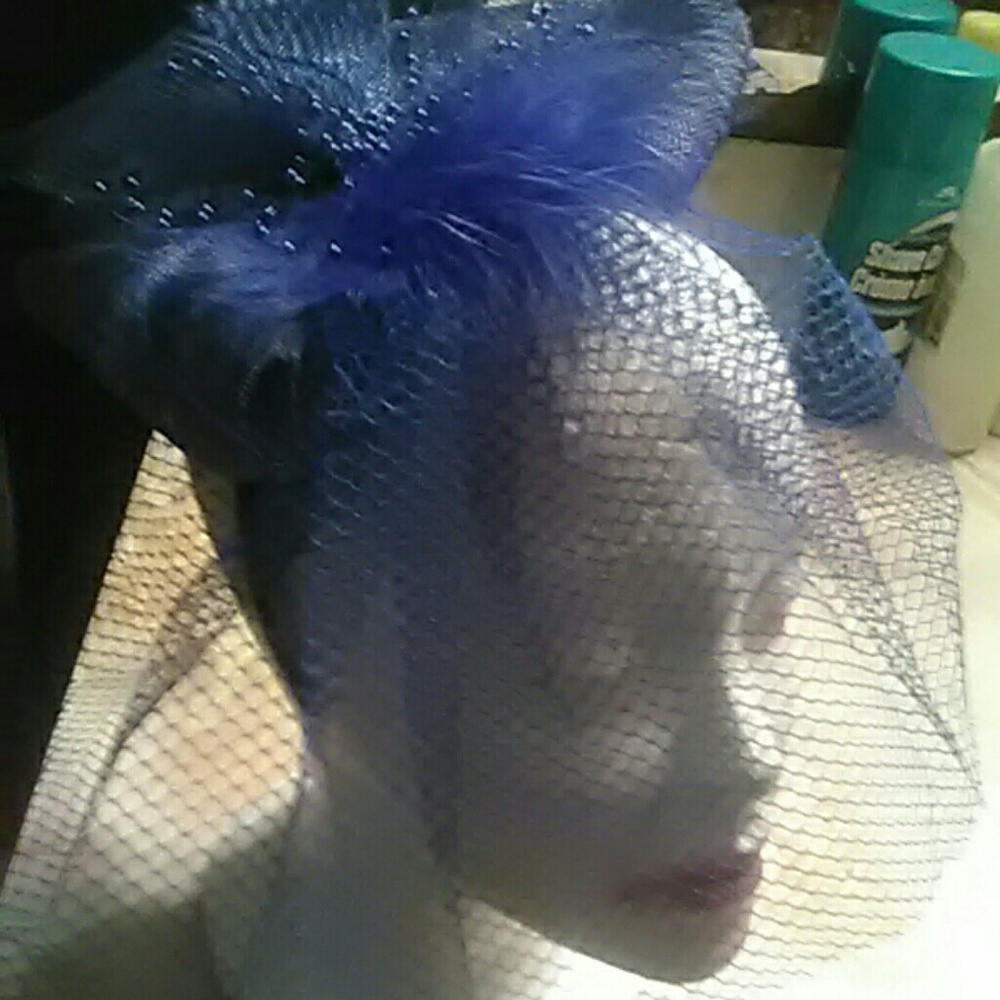 Blue headband veil accessory
