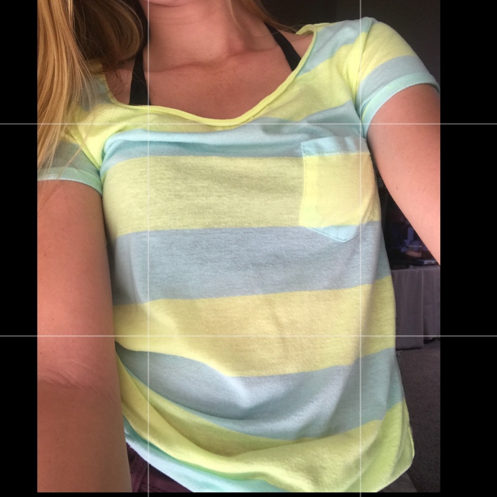 Electric green and Blue American Eagle striped tee