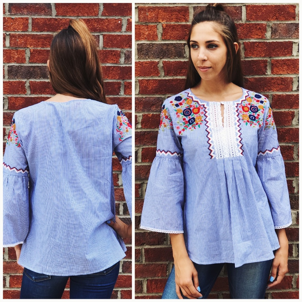 🆕 Embroidered Peasant Top - Picture 2 of 3