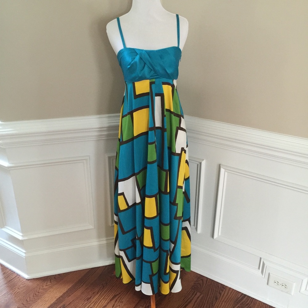 Banana Republic blue geometric maxi dress size 0