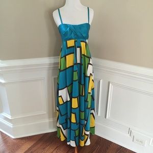Banana Republic blue geometric maxi dress size 0