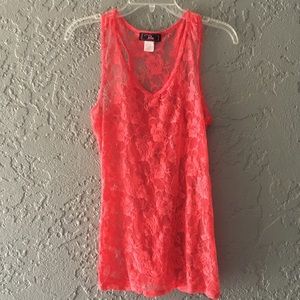 Coral Lace Tank Top