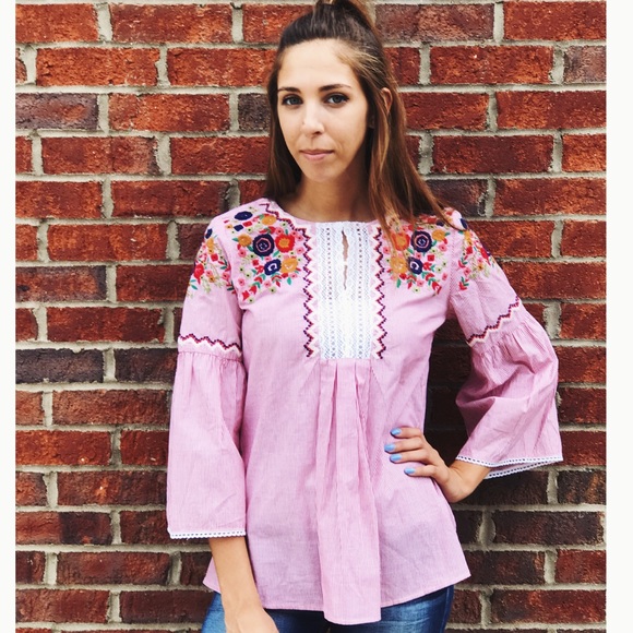 Embroidered Peasant Top - Picture 3 of 4