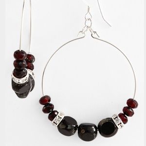 Alex and Ani Eden hoops Black/Garnet