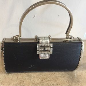 Black clutch with rhinestones