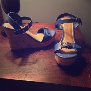 Brand new blue wedges, never worn