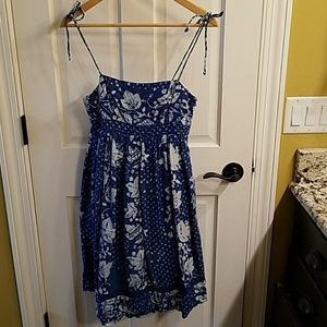 GAP Cotton Denim Sun Dress w/ White Flower Stencil