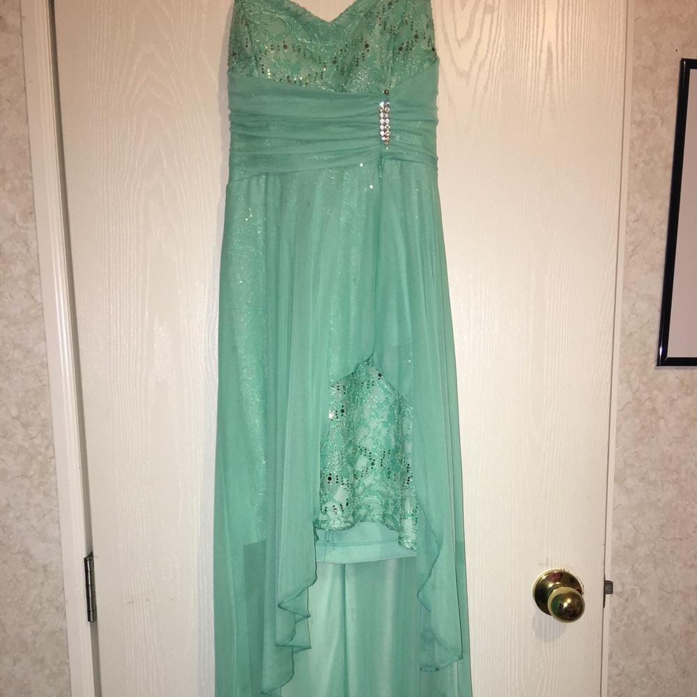Turquoise high low dress