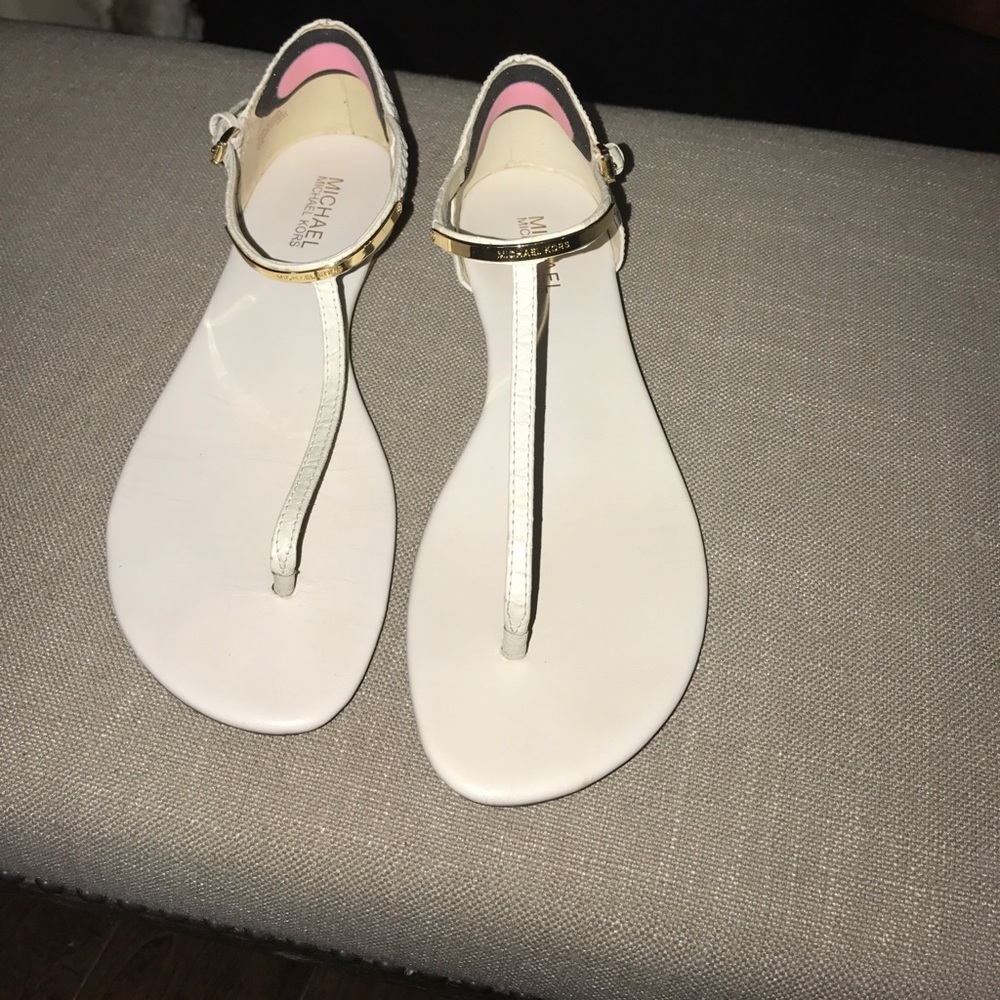 Michael Kors Leather Sandal with Gold Accents