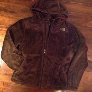 Brown Fuzzy North Face Zip Up