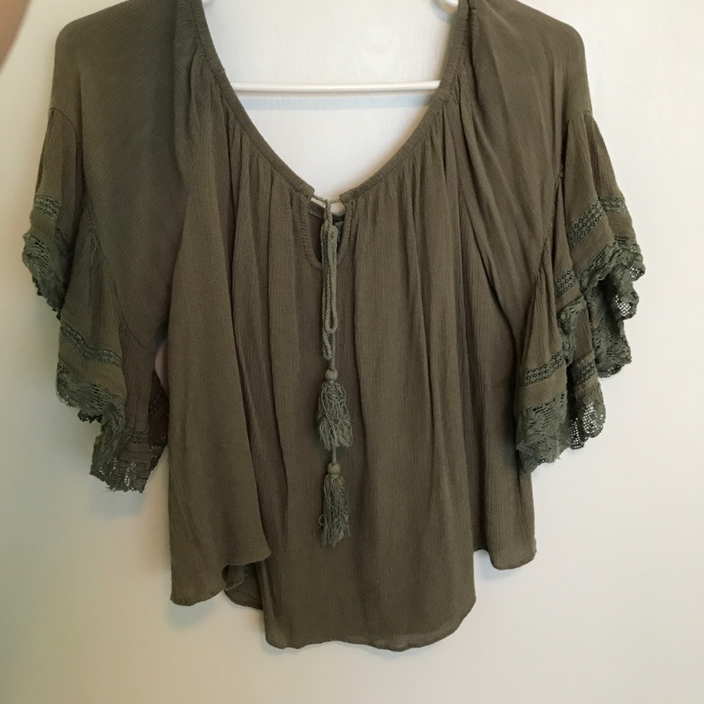 Dark green blouse.