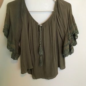 Dark green blouse.