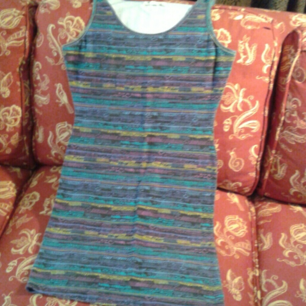 Vintage Mulitcolor horizontal striped dress Forever 21 botique dress form fitted