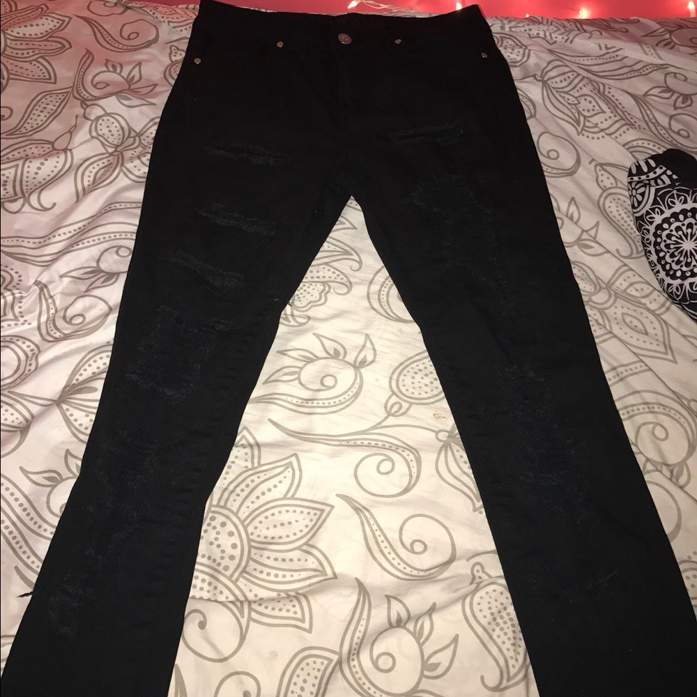 black ripped jeans