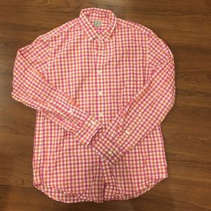 J. Crew Factory men's pink Gingham button-down
