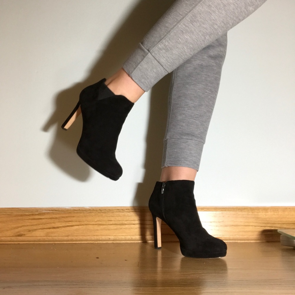 Via Spiga Black Suede Bottie Heels