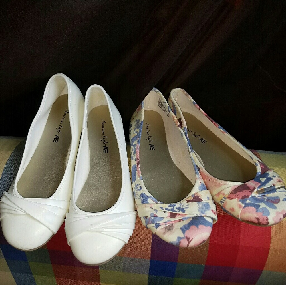 *2 PAIRS!* one white and one floral pair of flats