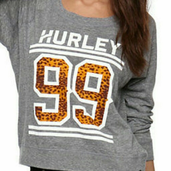 Hurley oversized long sleeve top tee shirt leopard animal print cheetah medium - Picture 2 of 8