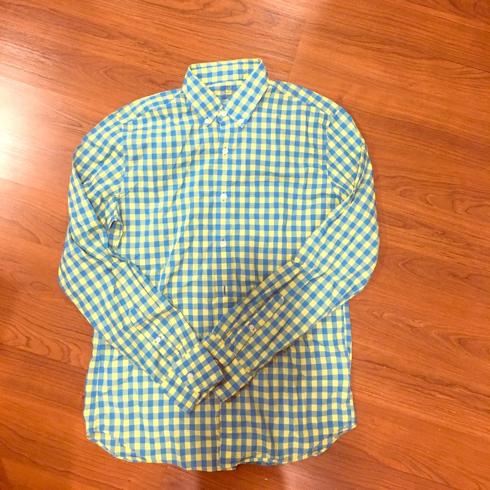 J. Crew men's blue and navy gingham button-down M