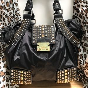Christian Audigier black studded handbag