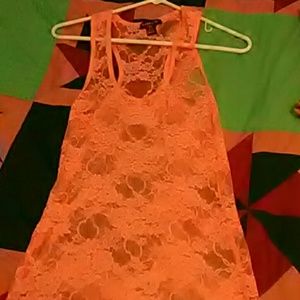 Peach lace tank top