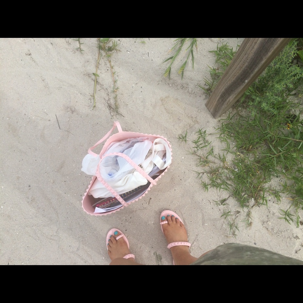 Plastic Italian stud sandals.