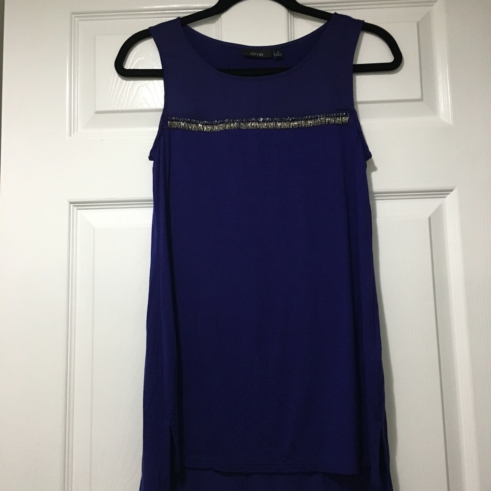 ***Apt 9 royal blue sleeveless top w/beaded detail XS