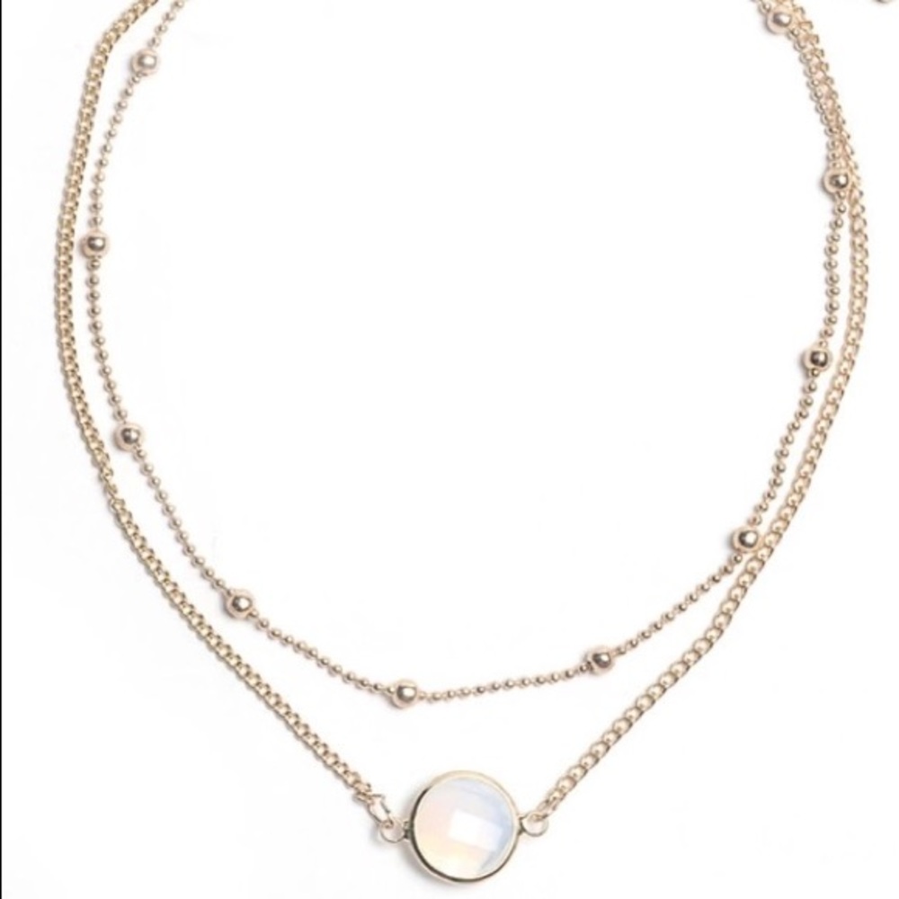 Double Layer Faux Opal Gold Toned Choker - Picture 2 of 2