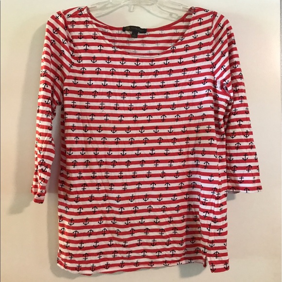Limited Top - Red and White striped with anchors - Picture 1 of 2