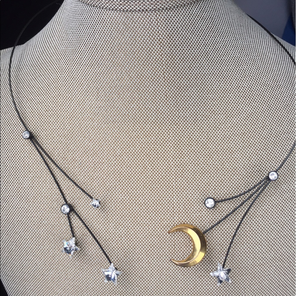 Crystal Star Neck lace with Flexible black wire