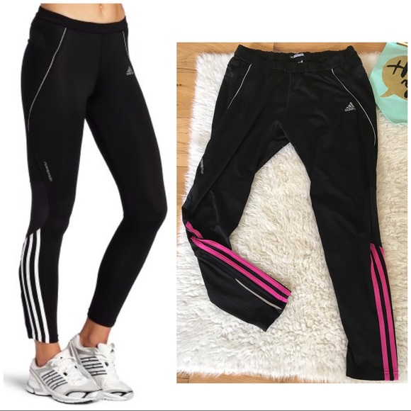 adidas leggings with pink stripes