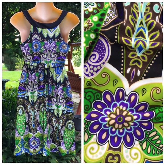 IZ BUYER Beautiful Bold Paisley RacerBack Summer Dress S - Picture 5 of 8