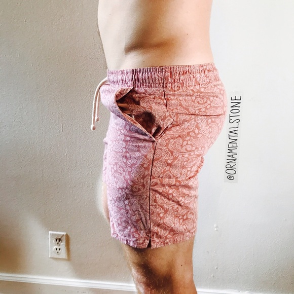 TOPMAN PAISLEY FLORAL RED WHITE SHORT SHORT #C33 - Picture 4 of 6