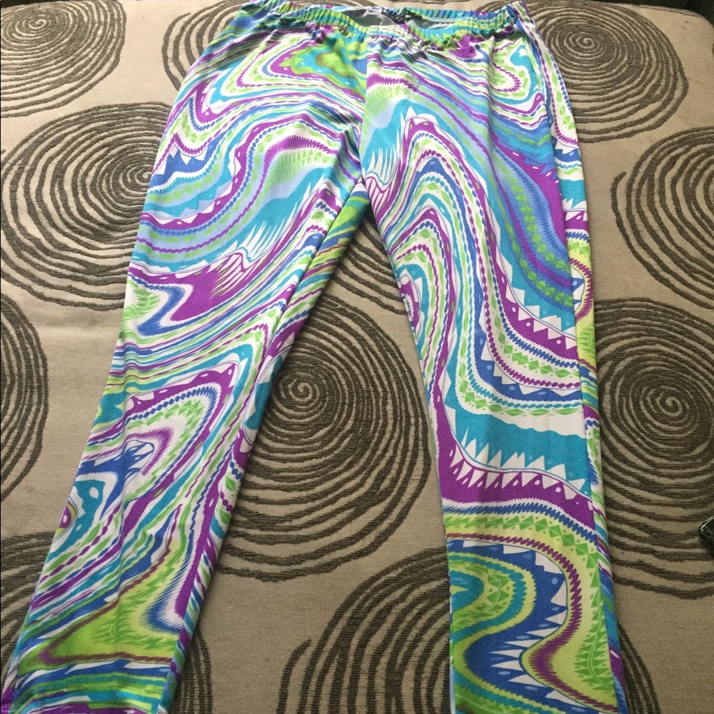 Multi color silky leggings
