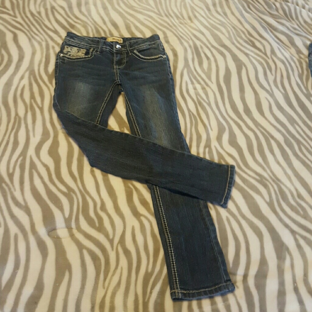 Laced pocket blue jeans