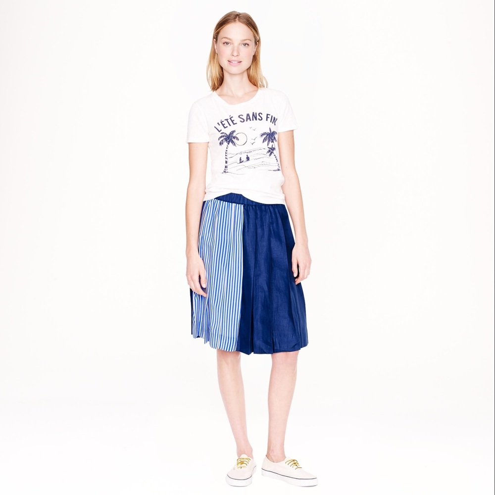 j.crew collection • stripe mix pleated midi skirt - Picture 1 of 6