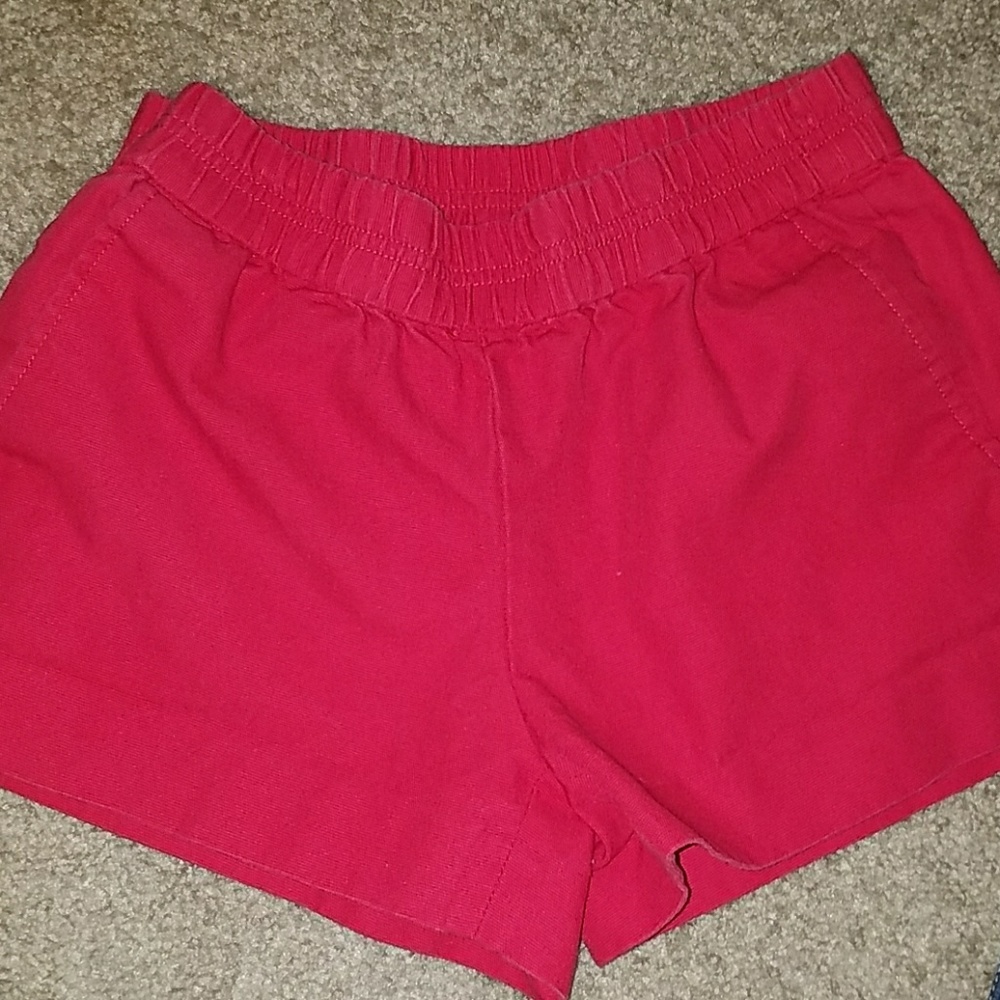 J. Crew Cotton Elastic High Waisted Shorts 00 Red