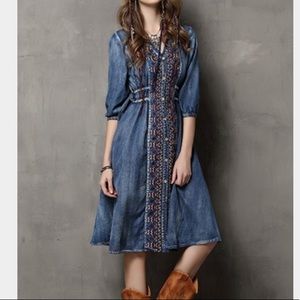 Denim embroidered dress