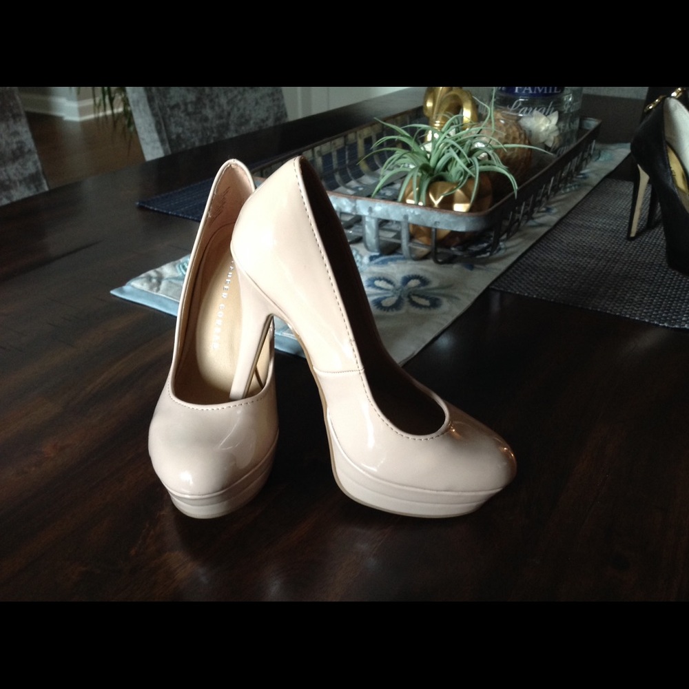 Blush Patent Platform Pumps