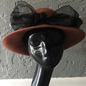 Brown Suede Fedora w/ Black Bow