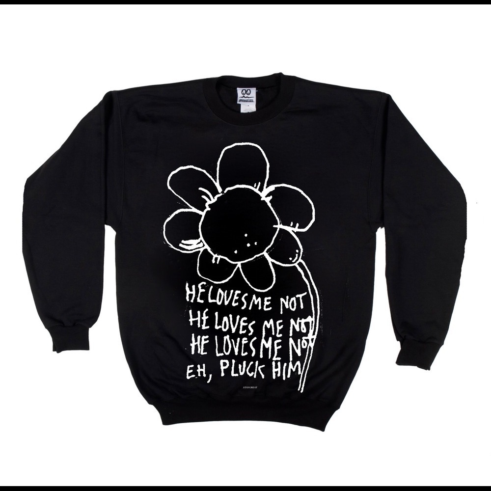 He Loves Me Not Flower Black Sweatshirt