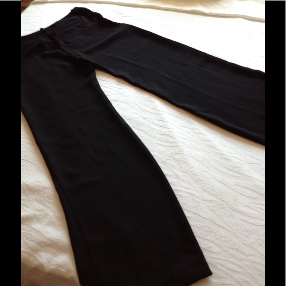 OLD MONEY VIBE NEW YORK & CO BLACK DRESS BELL BOTTOM PANTS 4 TALL - Picture 2 of 6