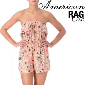American Rag Strapless Floral Print Ruffled Romper