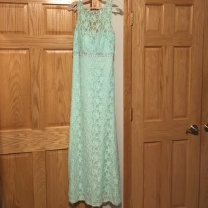 Light blue long prom dress