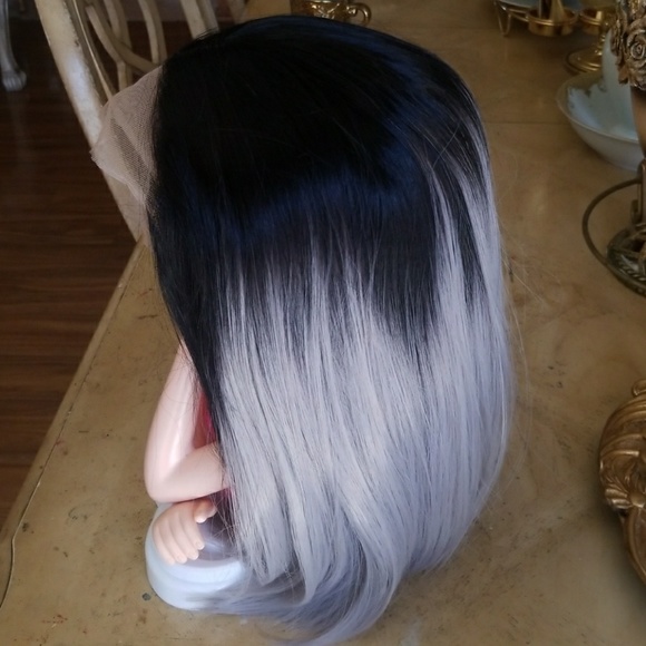Ombre Black Gray Beauty Lacefront Wig main image 7
