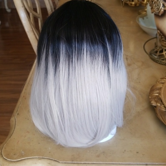 Ombre Black Gray Beauty Lacefront Wig main image 8