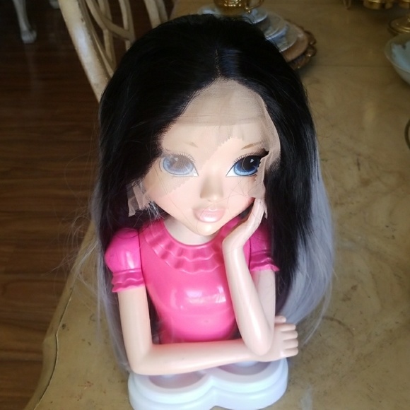 Ombre Black Gray Beauty Lacefront Wig main image 4