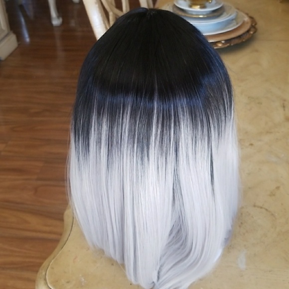 Ombre Black Gray Beauty Lacefront Wig