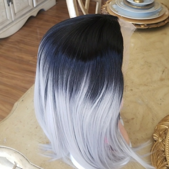 Ombre Black Gray Beauty Lacefront Wig