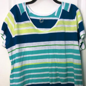 JCP 3x T Shirt Striped Blue & Green